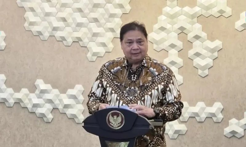 Menteri Koordinator Bidang Perekonomian Airlangga Hartarto menyampaikan keterangan pers terkait Joint Statement Indonesia-Amerika Serikat di Jakarta. (Dok. ANTARA)