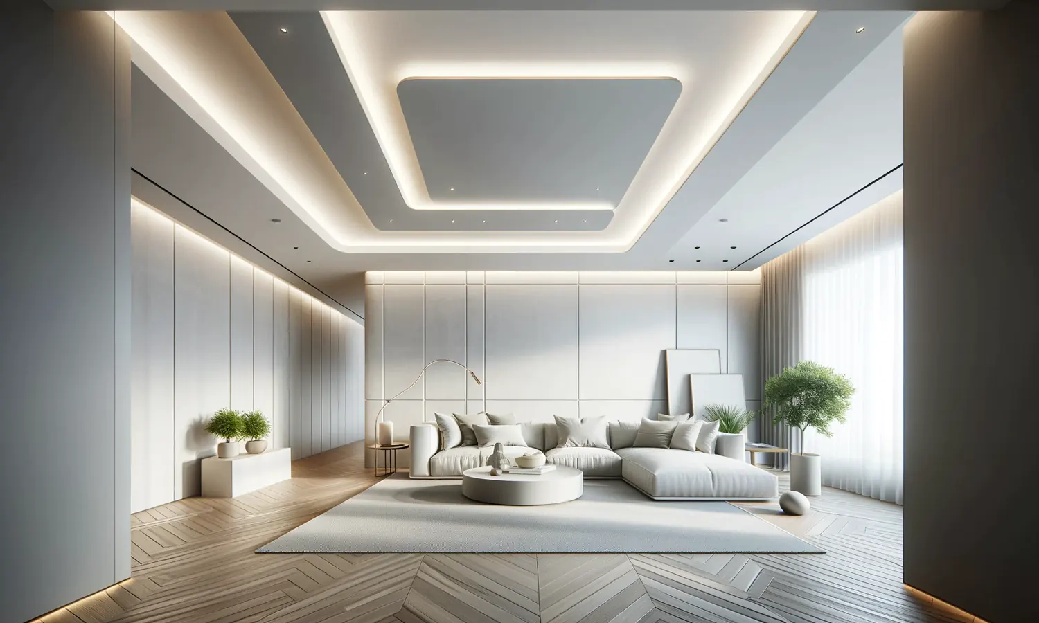 Inspirasi desain plafon ruang tamu (Foto: PARBOABOA/Wanovy Hutapea)