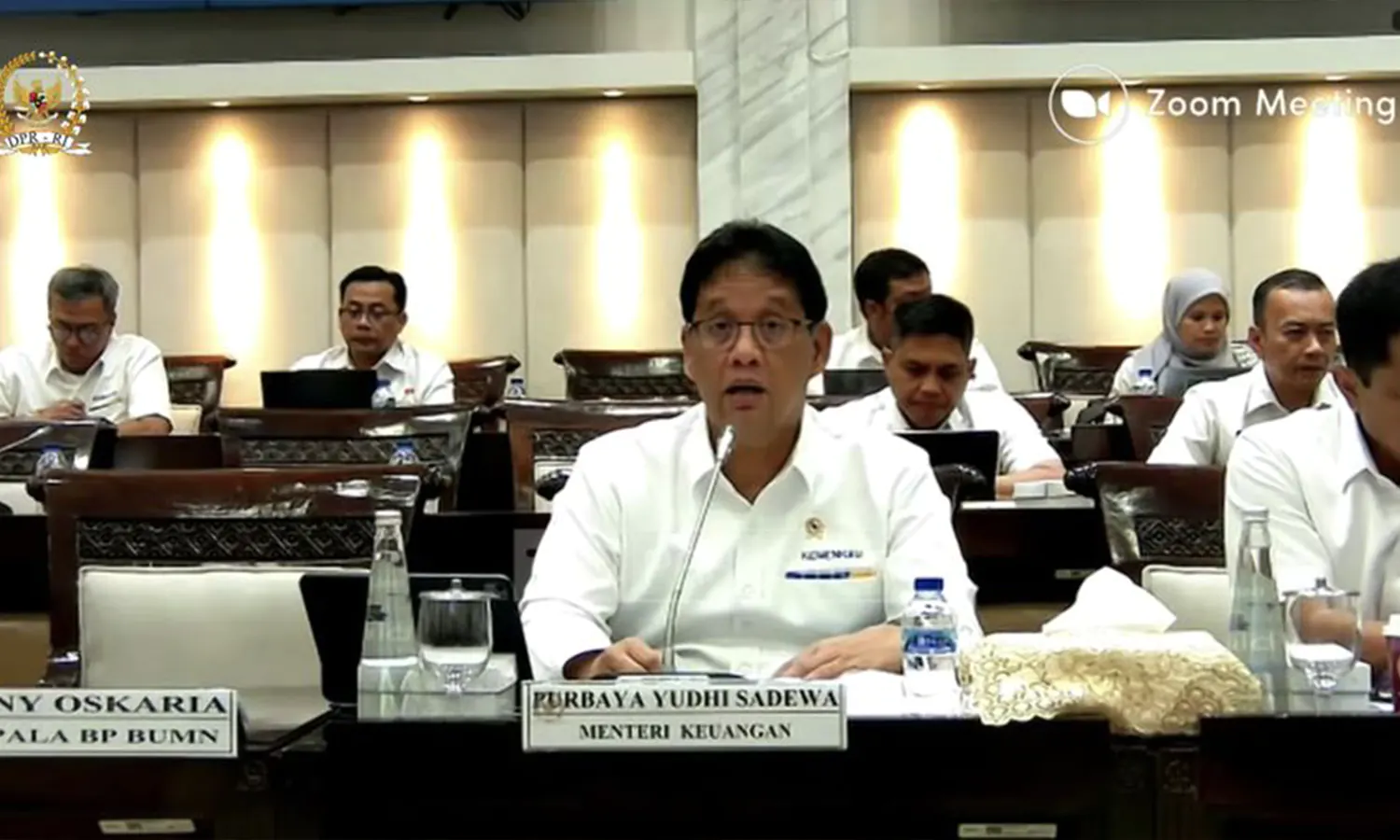 Menkeu Purbaya Sadewa saat melakukan rapat kerja bersama Komisi XI DPR RI (Foto: Tangkapan Layar Youtube TVR Parlemen)