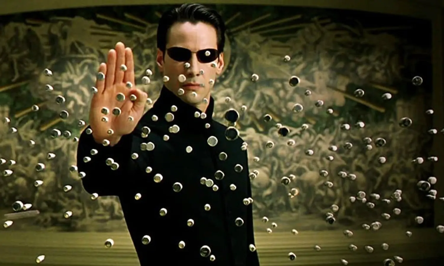 Salah satu scene Keanu Reeves di The Matrix (1999).
